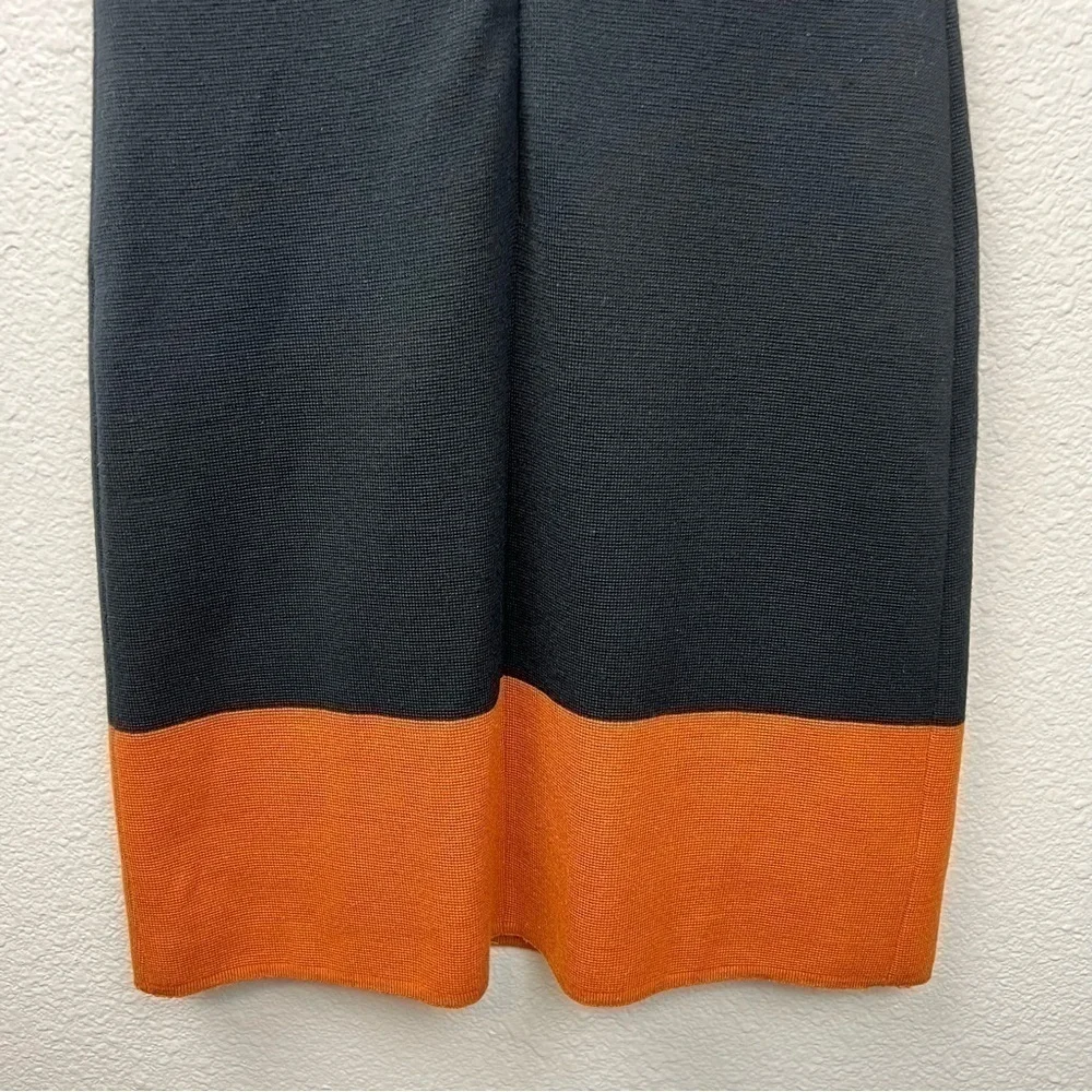 Luisa Spagnoli Woolmark 100% Virgin Wool Knit Sheath Dress in Black & Terracotta - Picture 6 of 7